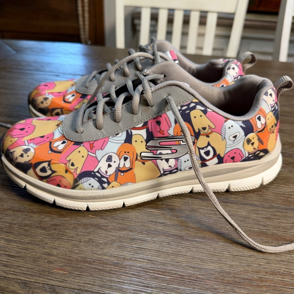 Skechers Work Women 9.5 Wide Dog Print Slip Resistant EH Sneakers 77248W GMLT - Picture 2 of 11